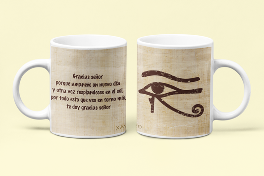 Taza Ojo de Horus con Saludo al Sol